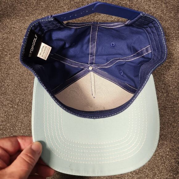 TOPGOLF Purple Palm Trees Sunset Aqua Purple Pink Satiny Baseball Cap Hat OS - Picture 7 of 11